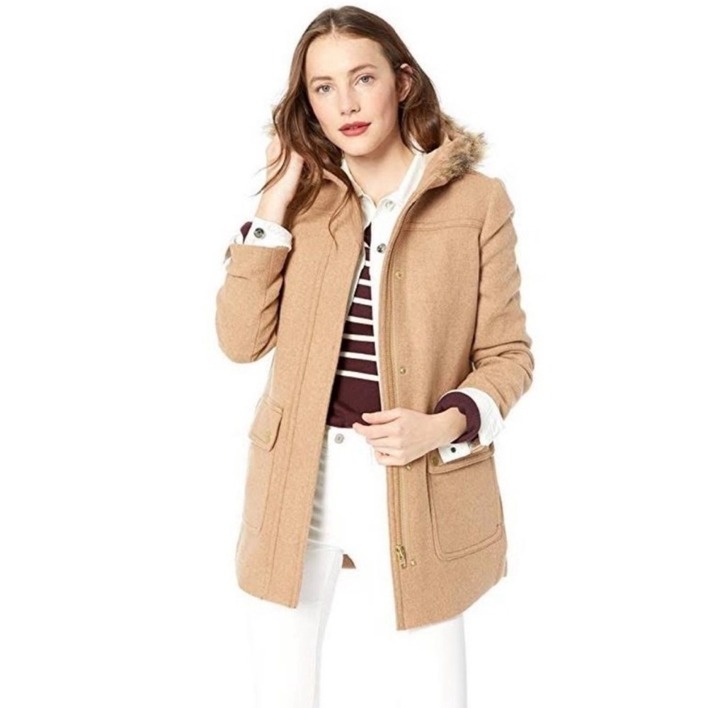 J Crew Factory Vail Parka Heather Stone  Fully Lined Wool Jacket size 6